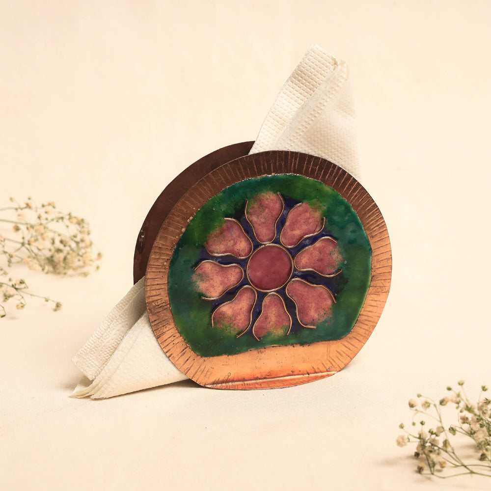 Copper Hand-Hammered Enamel Work Tissue Holder