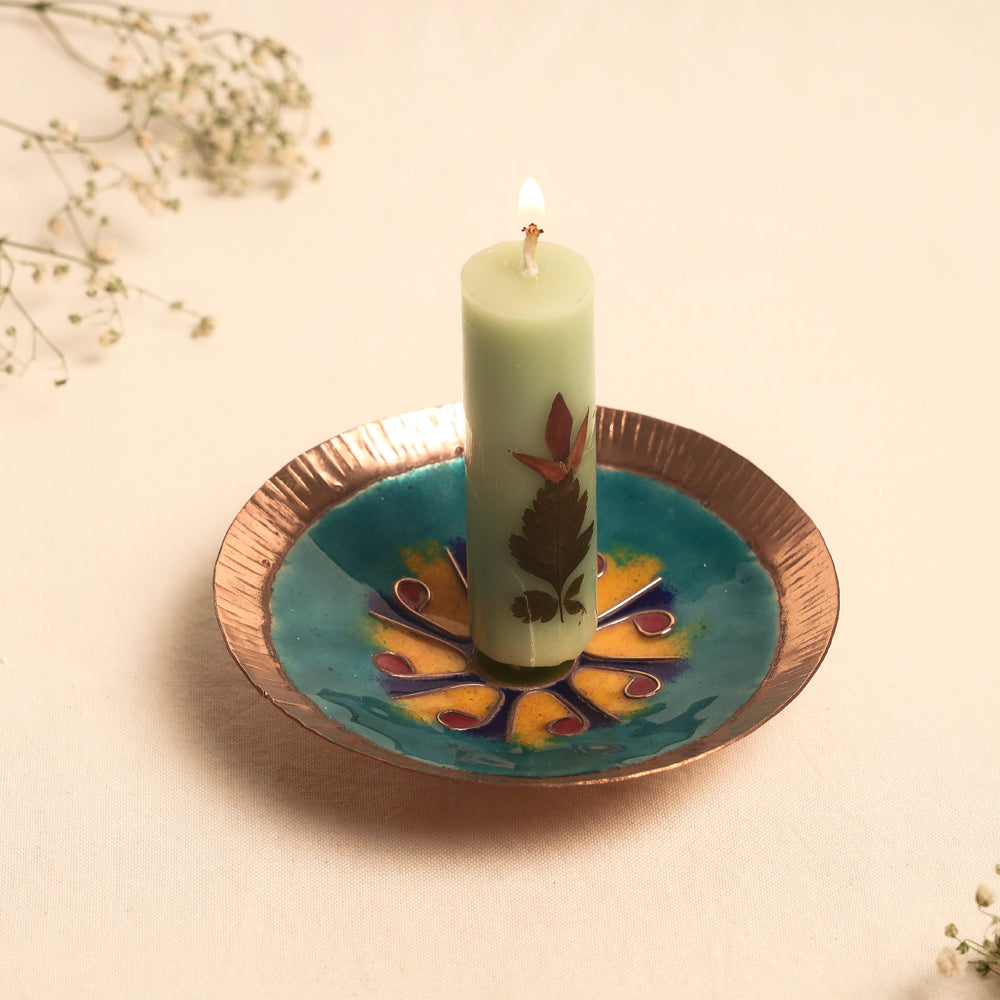 Copper Hand-Hammered Enamel Work Incense Cones Holder