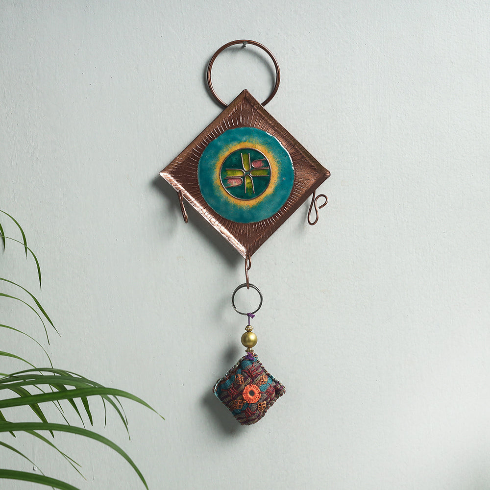 Copper Hand-Hammered Enamel Work Key Holder