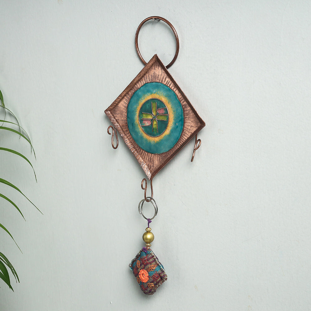 Copper Hand-Hammered Enamel Work Key Holder