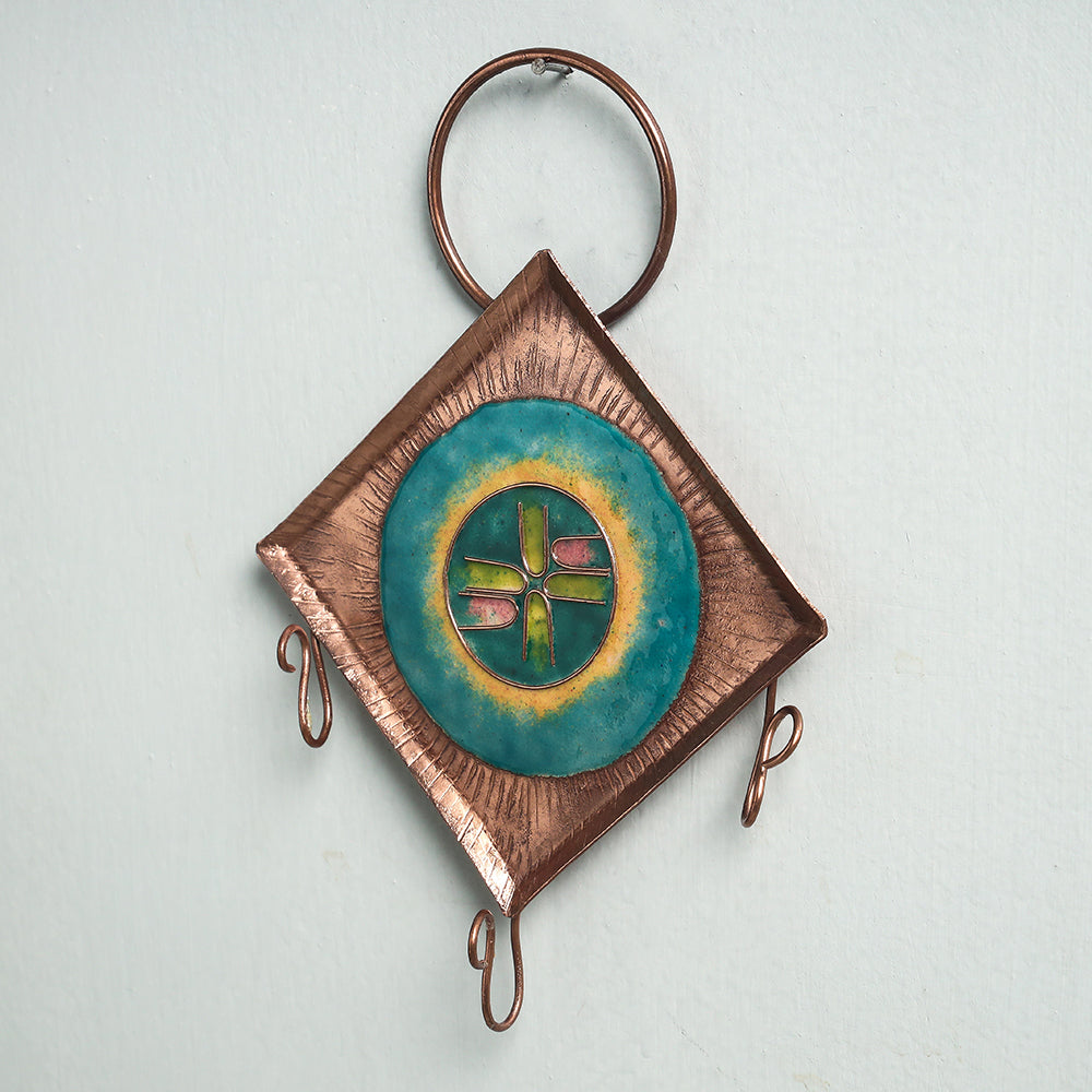 Copper Hand-Hammered Enamel Work Key Holder