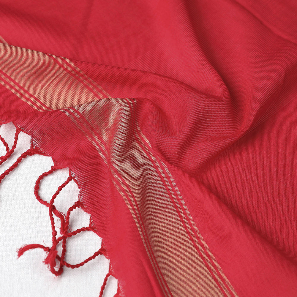 Traditional Maheshwari Cotton Handloom Stole with Tassels