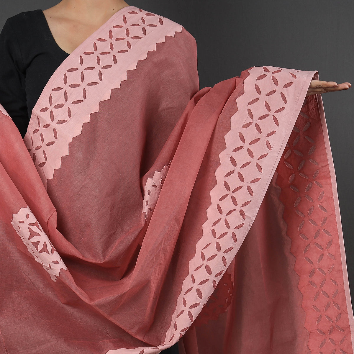 Barmer Applique Cutwork Cotton Dupatta
