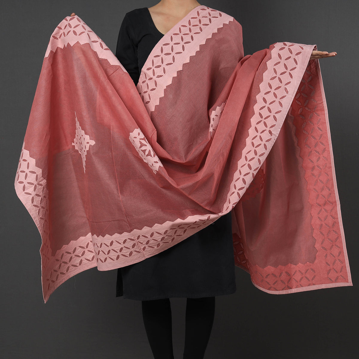 Barmer Applique Cutwork Cotton Dupatta