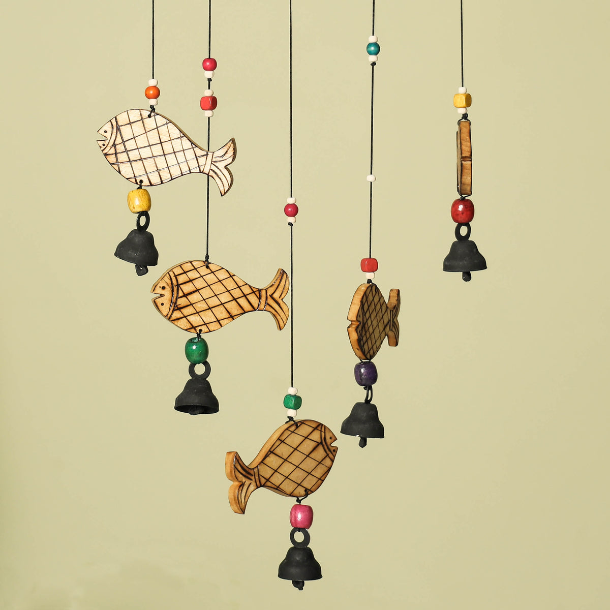 Fish - Hand Carved Khamhar Wood Jhoomar / Hanging