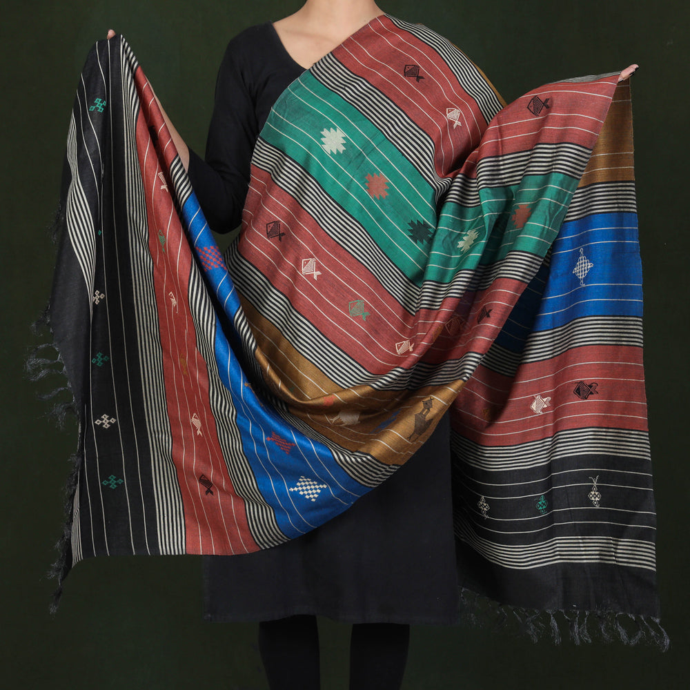 Bastar Motif Pure Tussar Silk Handloom Jala Weave Dupatta