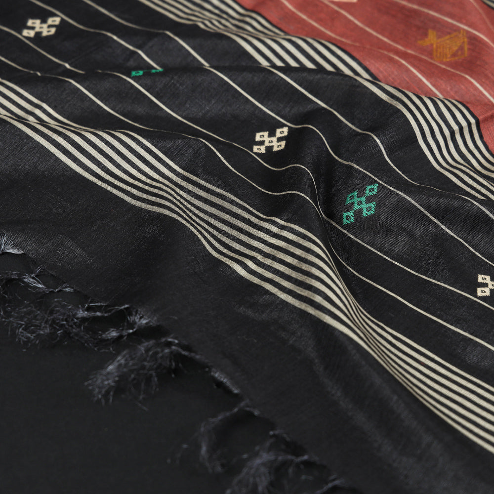 Bastar Motif Pure Tussar Silk Handloom Jala Weave Dupatta
