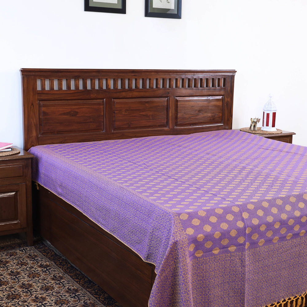 Pure Cotton Handloom Double Bedcover from Bijnor by Nizam (106 x 95 in)