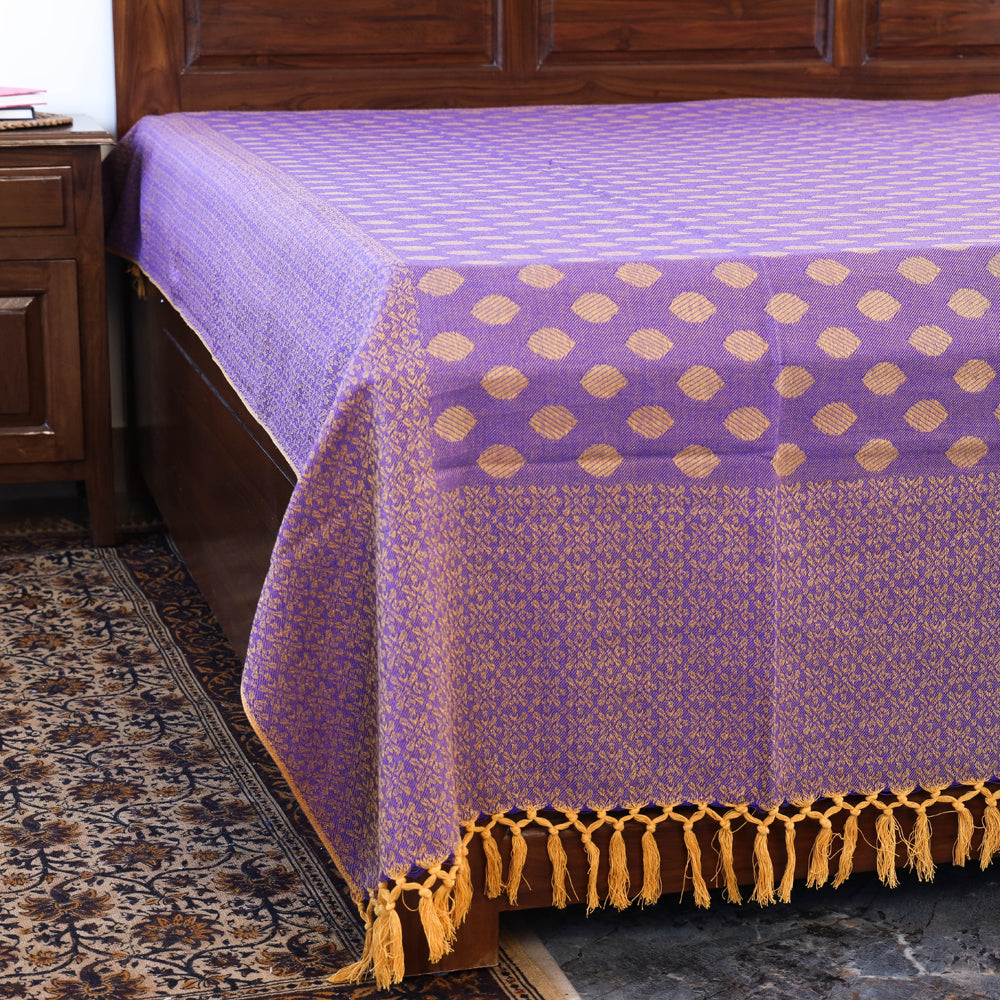 Pure Cotton Handloom Double Bedcover from Bijnor by Nizam (106 x 95 in)