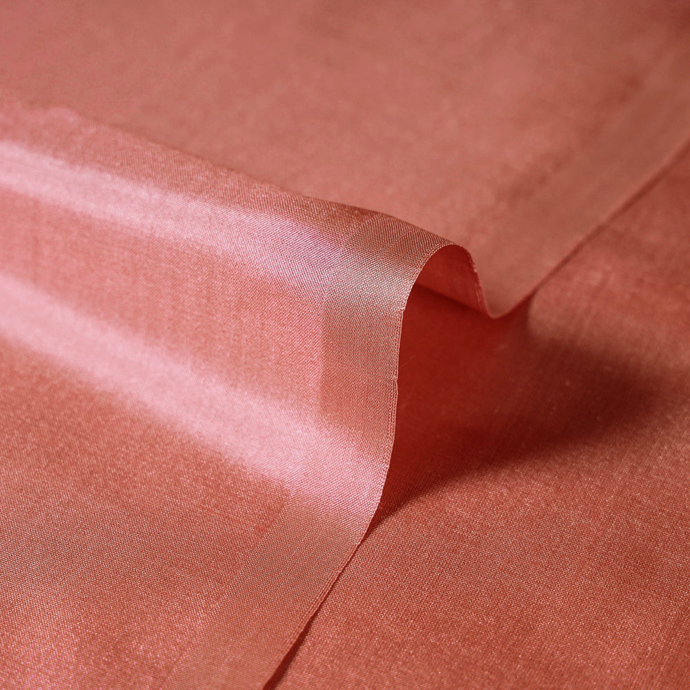 Peach - Prewashed Plain Pure Silk Fabric (Width - 42 in)