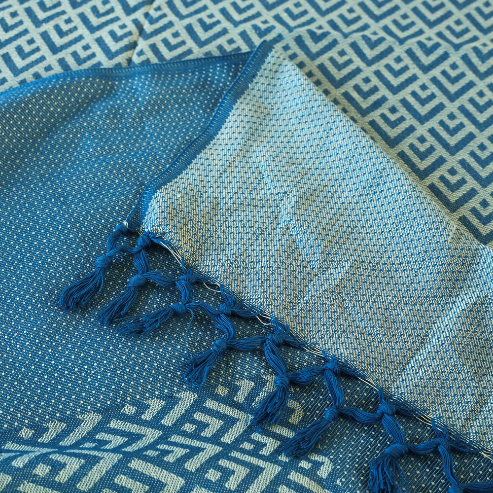 Pure Cotton Handloom Double Bedcover from Bijnor by Nizam (106 x 95 in)