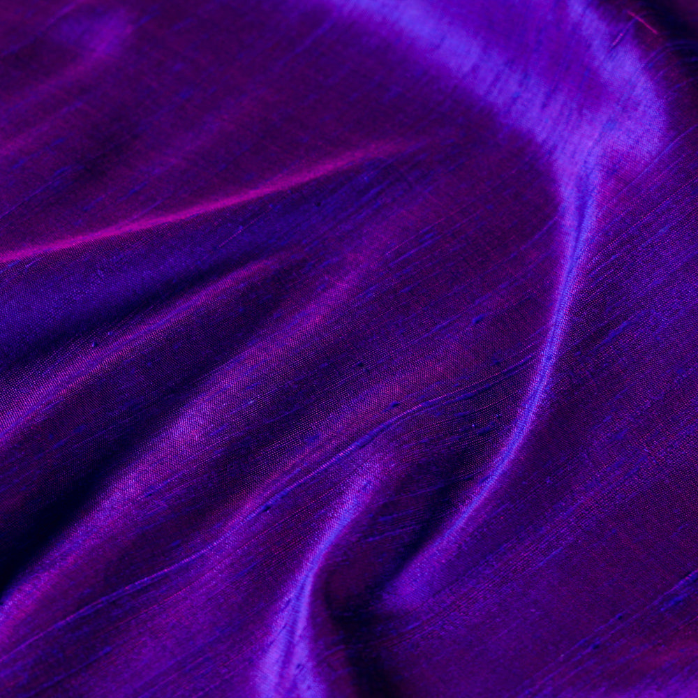 Bright Violet - Prewashed Pure Handloom Plain Raw Silk Fabric (Width - 43 in)