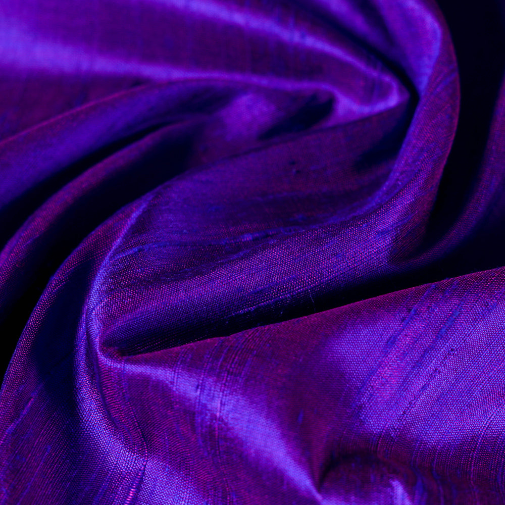 Bright Violet - Prewashed Pure Handloom Plain Raw Silk Fabric (Width - 43 in)