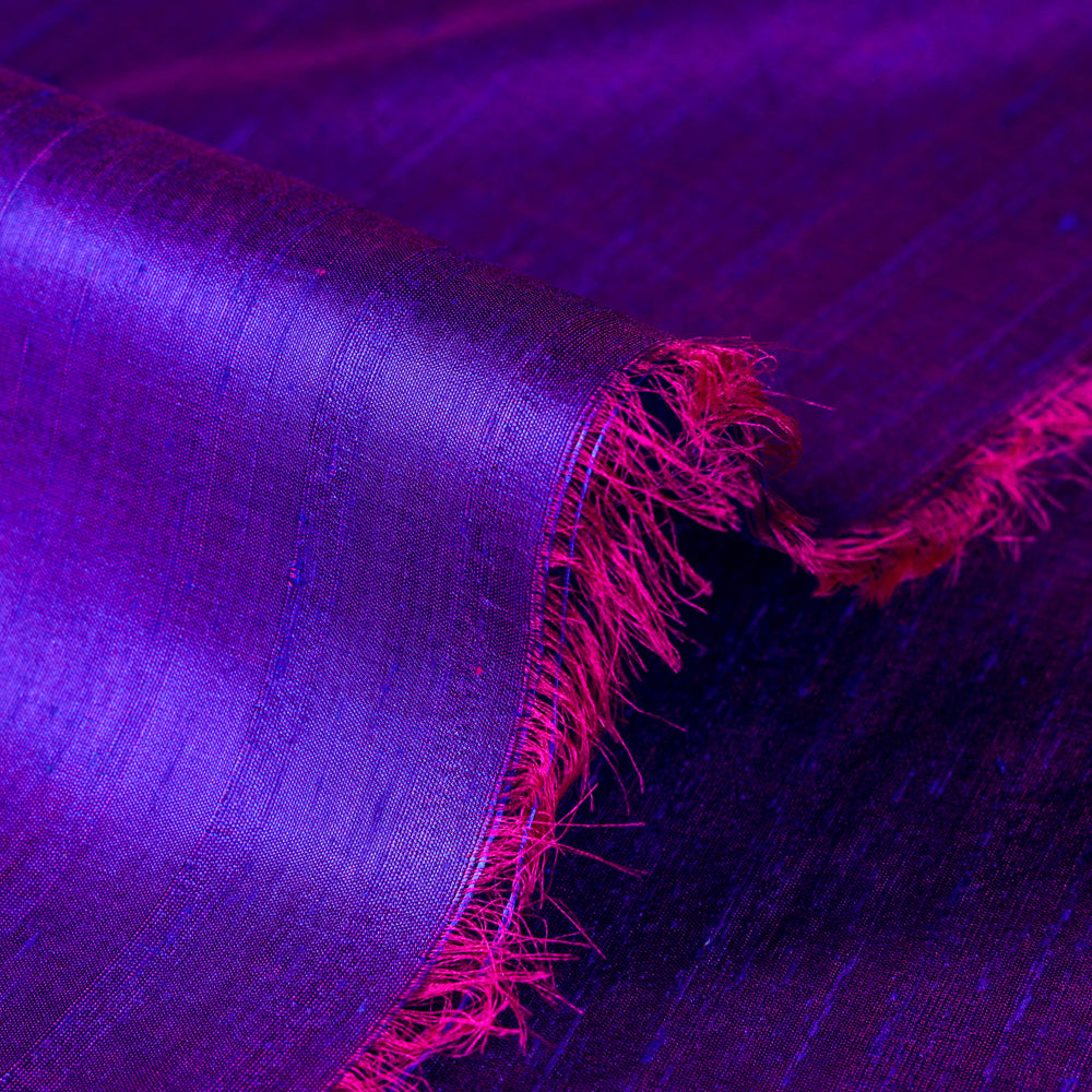 Bright Violet - Prewashed Pure Handloom Plain Raw Silk Fabric (Width - 43 in)