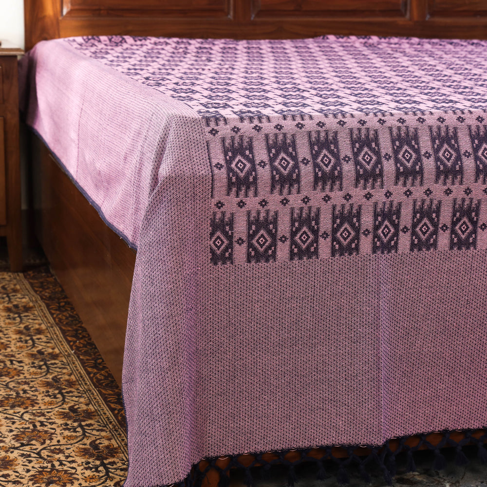 Pure Cotton Handloom Double Bedcover from Bijnor by Nizam (106 x 95 in)