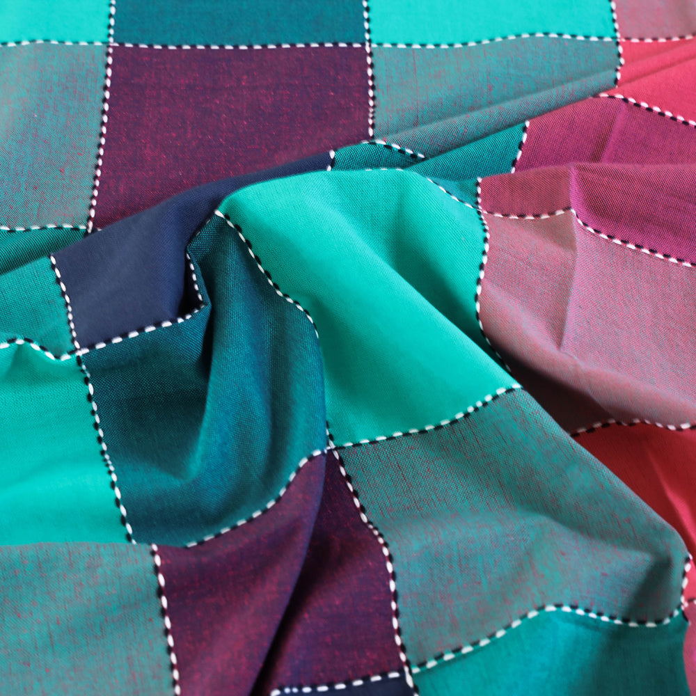 Pure Cotton Handloom Double Bedcover from Bijnor by Nizam (106 x 95 in)