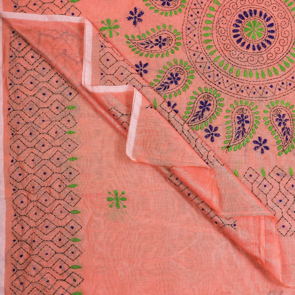 Phulkari Hand Embroidered Silk-Cotton Saree