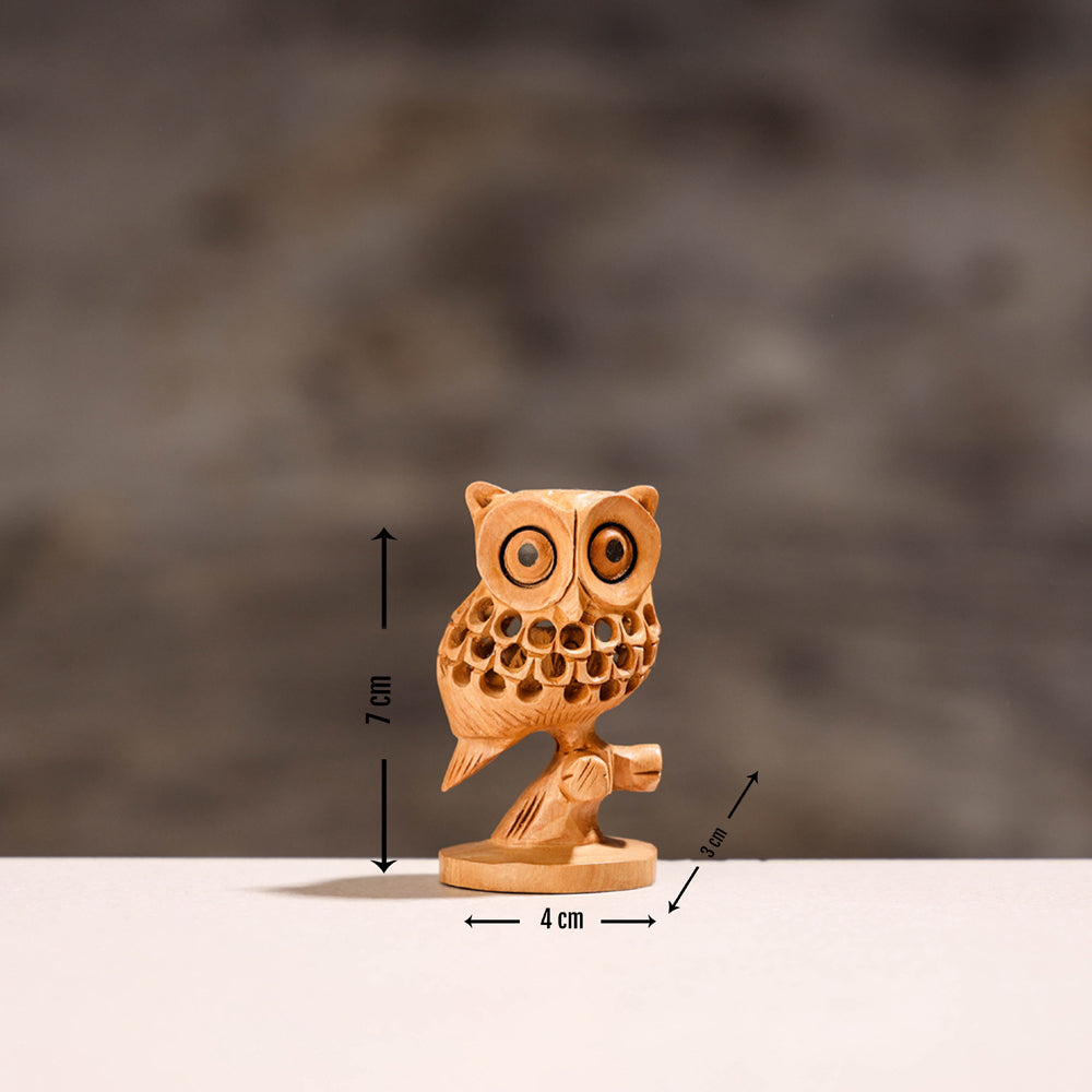 Owl - Handcarved Kadam Wood Sculpture