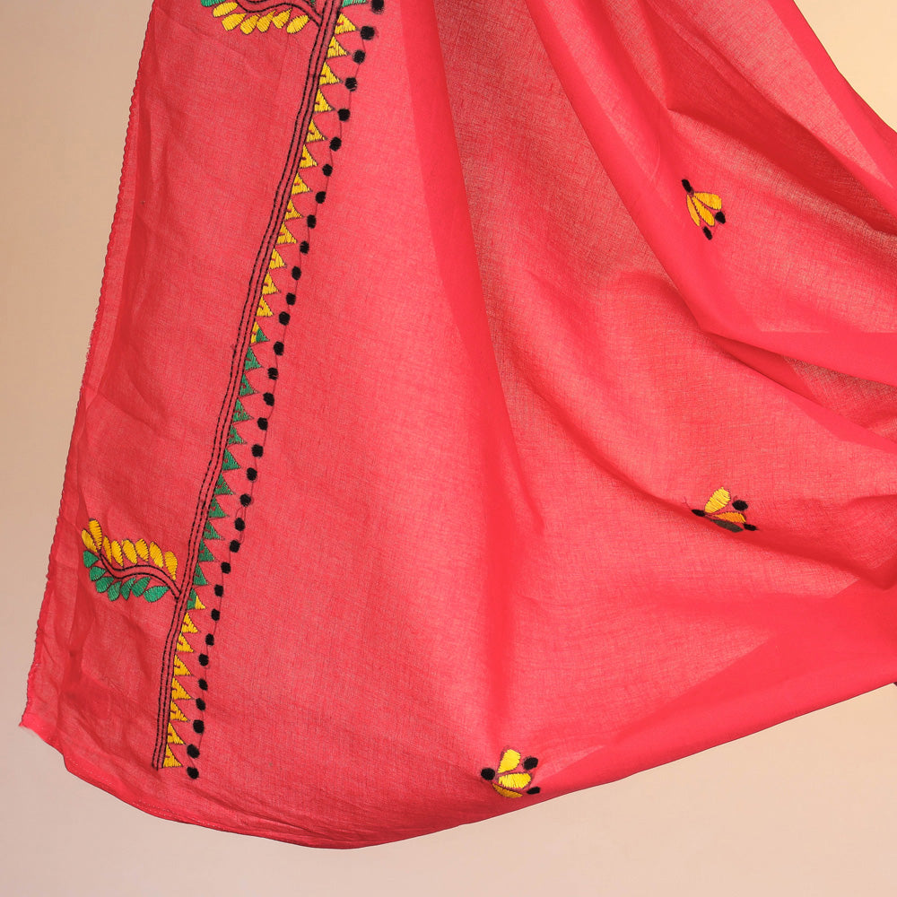 Bengal Kantha Embroidery Pure Cotton 3pc Suit Material Set