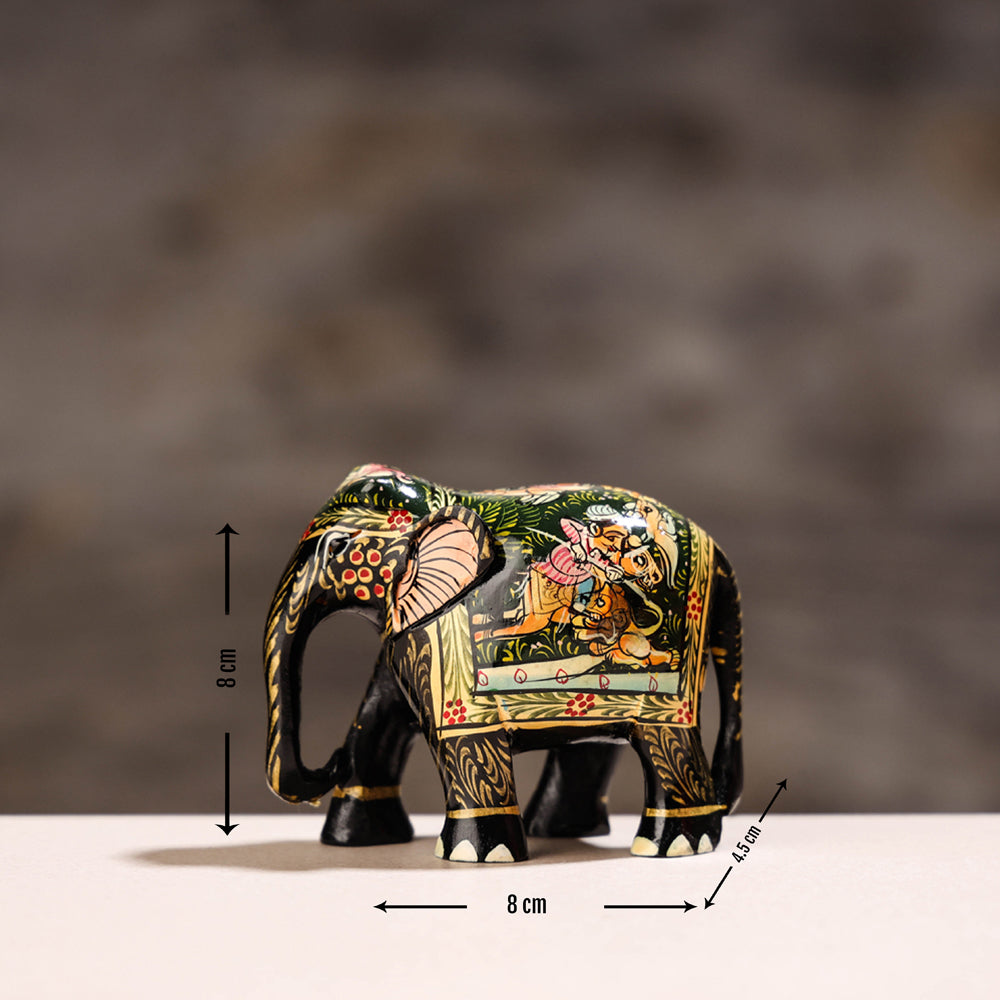 Elephant - Handcarved Kadam Wood Handpainted Sculpture