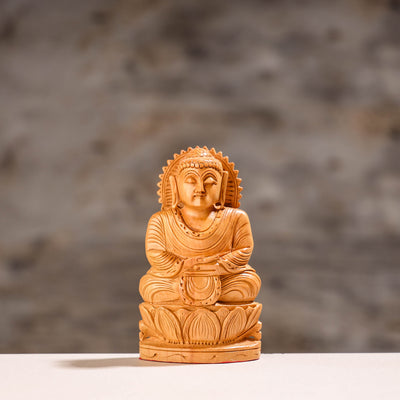 Lord Buddha - Handcarved Kadam Wood Sculpture (6 In)