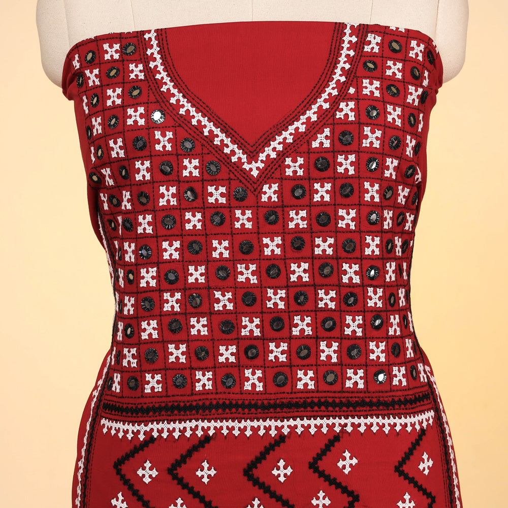Bengal Kantha Embroidered Pure Cotton Kurti Material