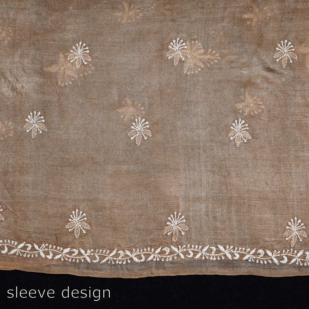 Chikankari Embroidered Handloom Pure Tussar Silk Kurti Material