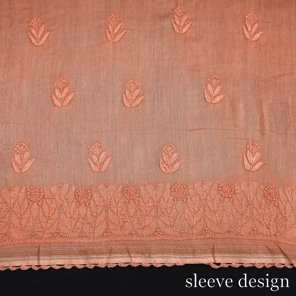 2pc Mukaish Chikankari Hand Embroidered Chanderi Suit Material Set with Zari Work