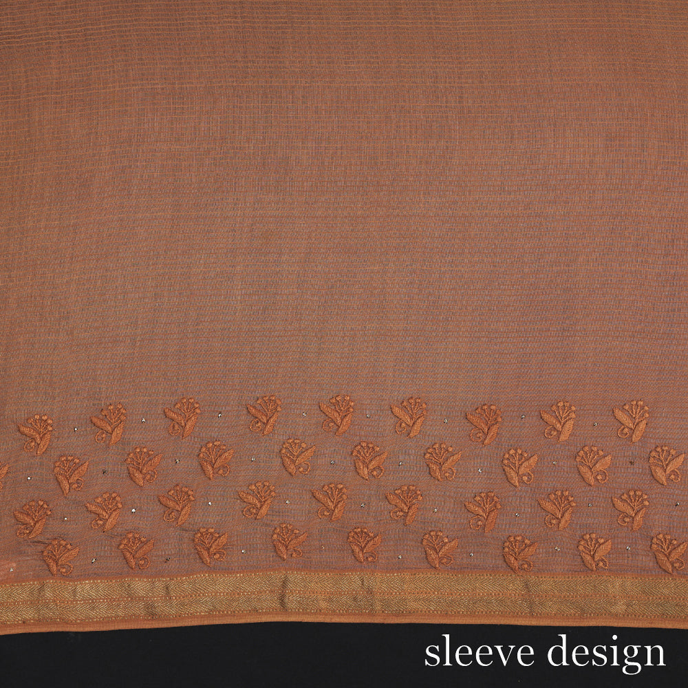 2pc Mukaish Chikankari Hand Embroidered Chanderi Suit Material Set with Zari Work
