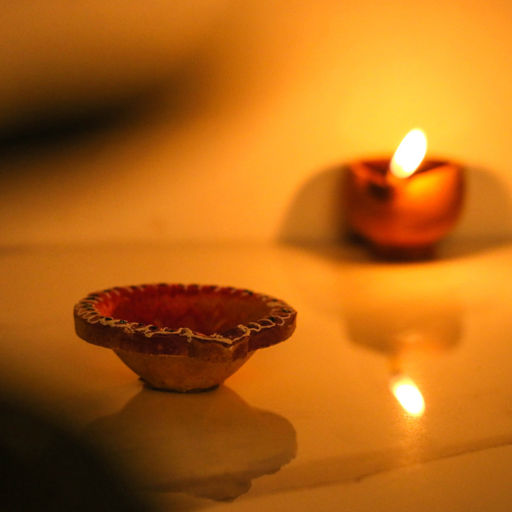 Decorative Handpainted Terracotta Diya (Set of 4)