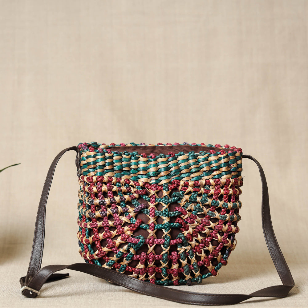 Handmade Organic Water Hyacinth Sling Bag from Assam