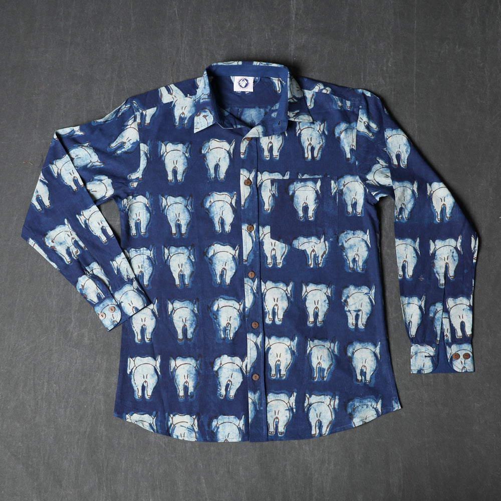 Block Art Prints Natural Dyed Cotton Men Full Sleeve Shirt