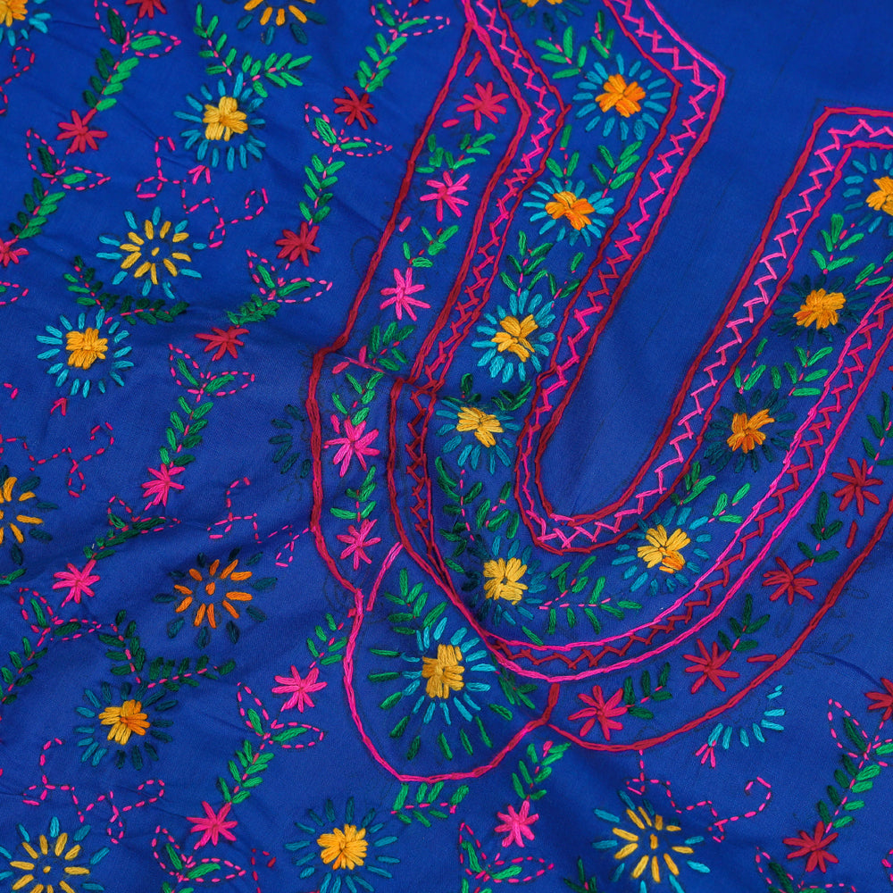 Ranihati Cotton Chapa Work Tagai Phulkari Embroidery Unstitched Kurta Material (2.2 M)