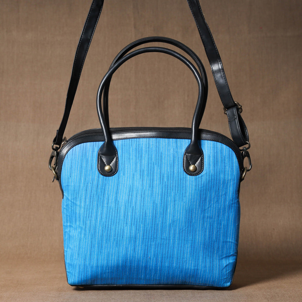 Handcrafted Woven Ikat Shoulder Bag in Faux Leather