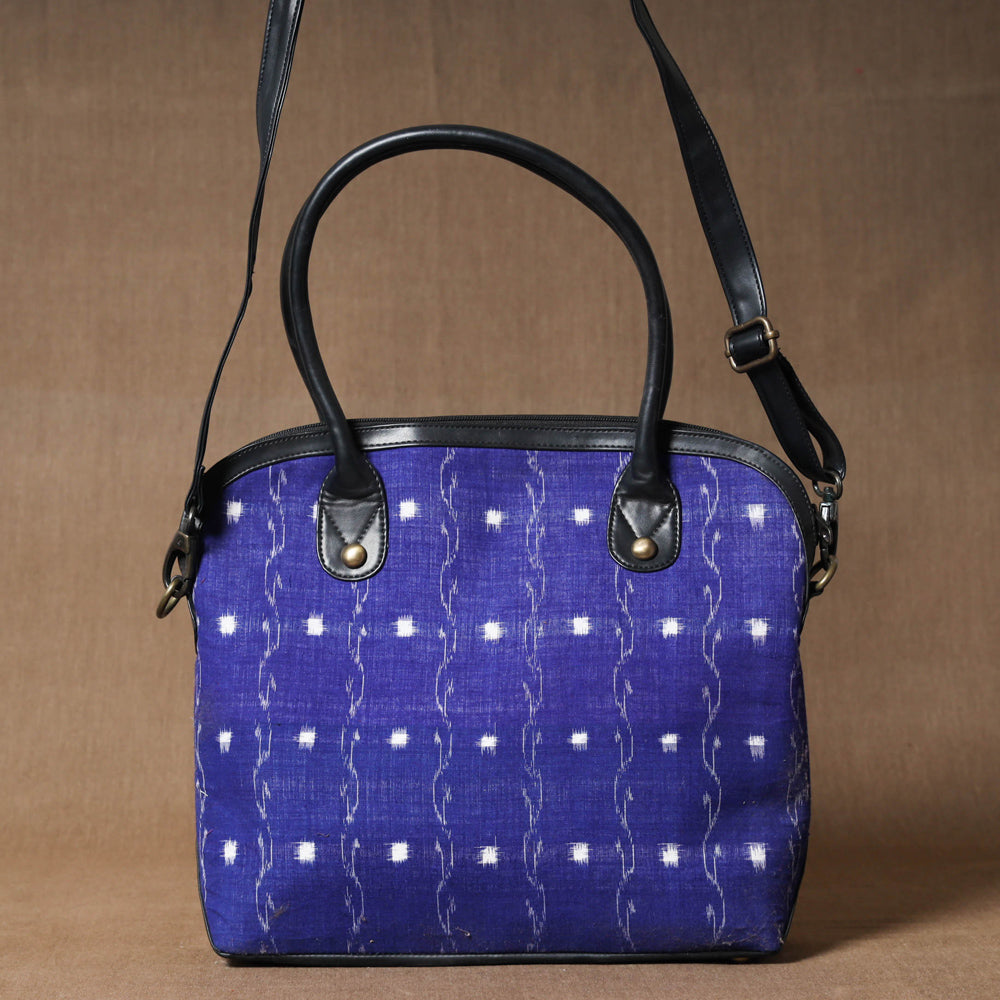 Handcrafted Woven Ikat Shoulder Bag in Faux Leather