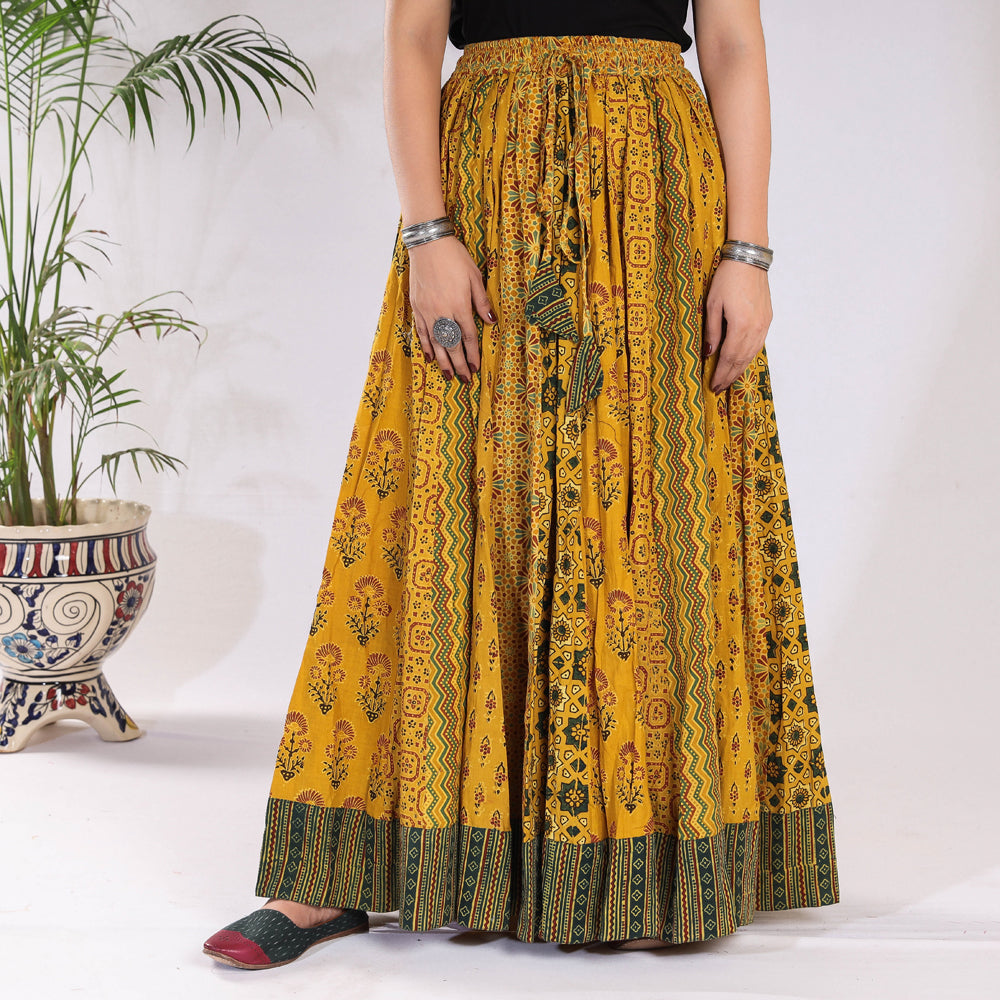 Buy Ajrakh Block Print Cotton Patchwork Long Skirt l iTokricom  iTokri  आईटकर
