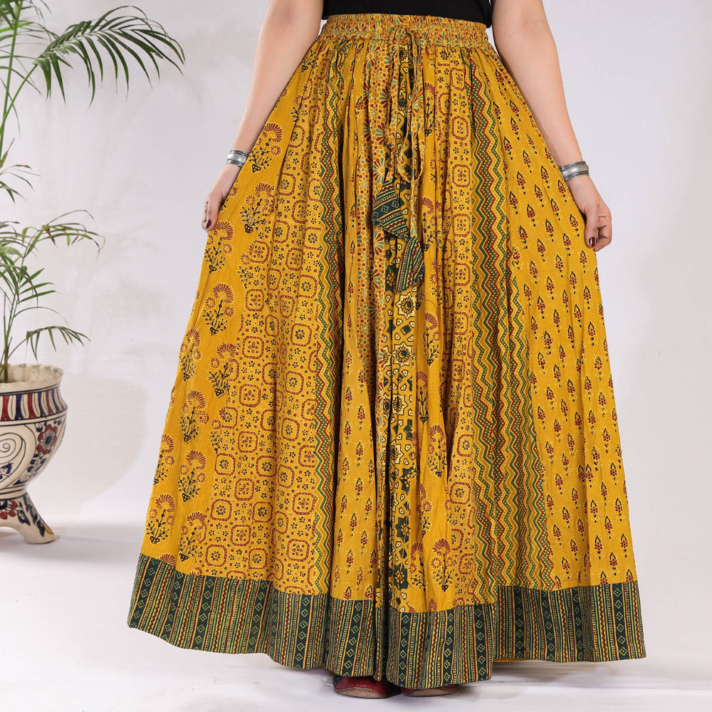 Buy Ishin Womens Cotton Orange Embroidered Tie  Dye Flared Maxi Skirt   ISHIN FASHIONS