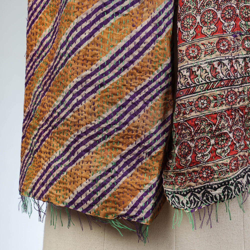 Bengal Kantha Embroidered Reversible Silk Stole