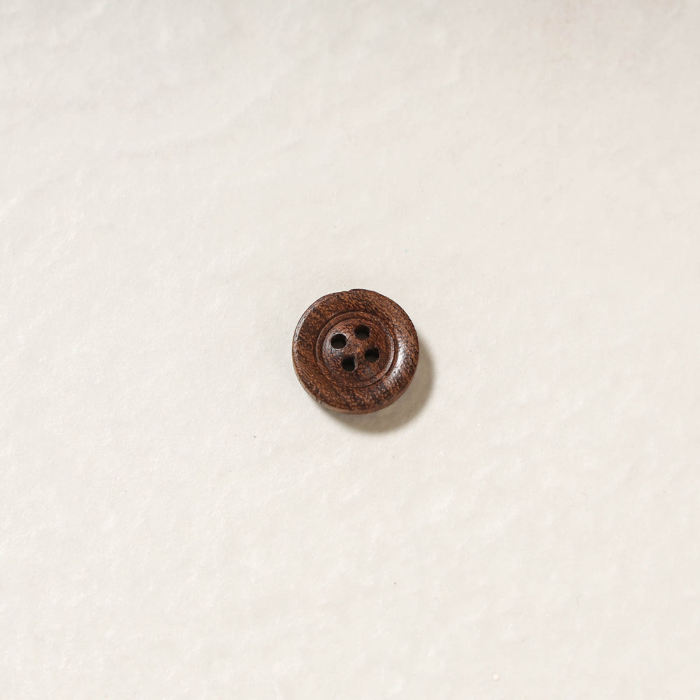 Hand Carved Coconut Shell Clothing Button (Single Piece)