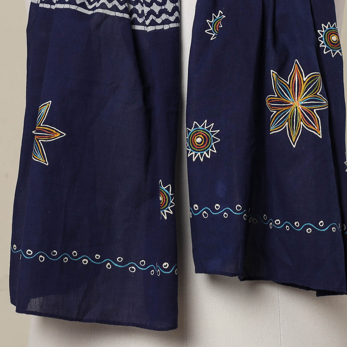 Traditional Rogan Art Hand Painted Batik Cotton Stole