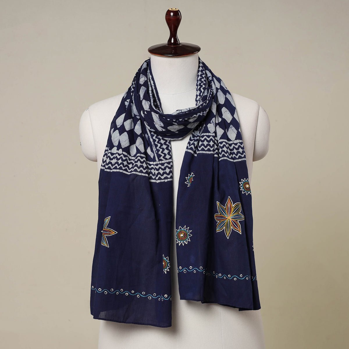 Traditional Rogan Art Hand Painted Batik Cotton Stole