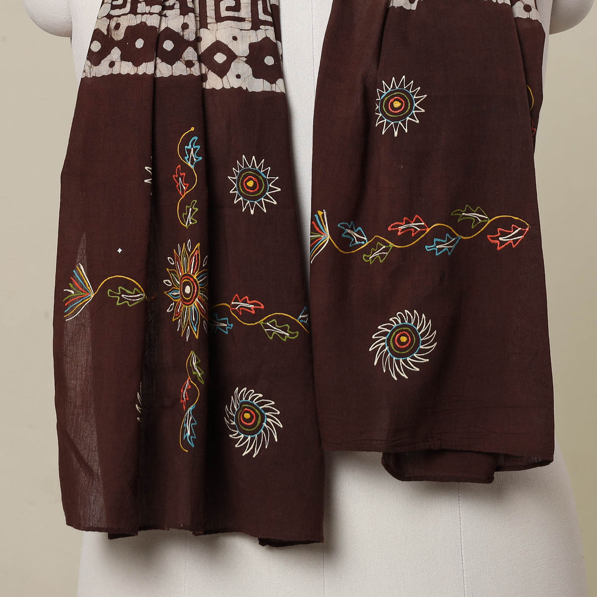 Traditional Rogan Art Hand Painted Batik Cotton Stole