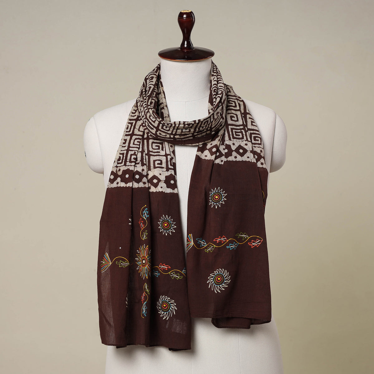 Traditional Rogan Art Hand Painted Batik Cotton Stole