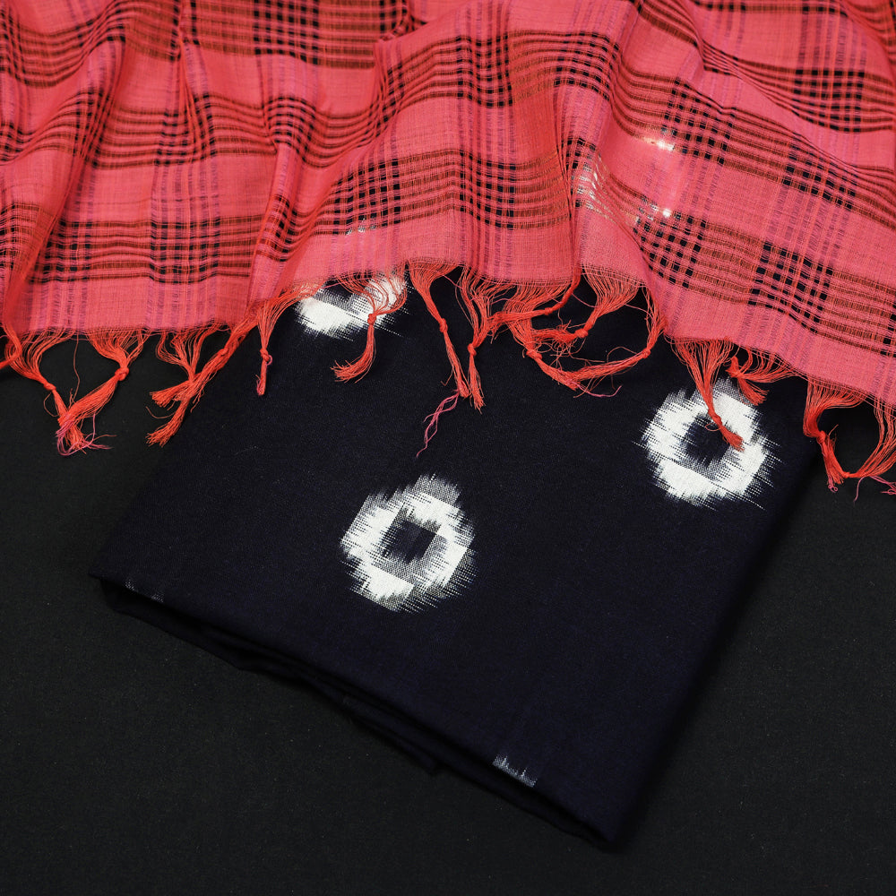 2pc Double Ikat Weave Cotton Kurta Material with Mangalagiri Cotton Dupatta