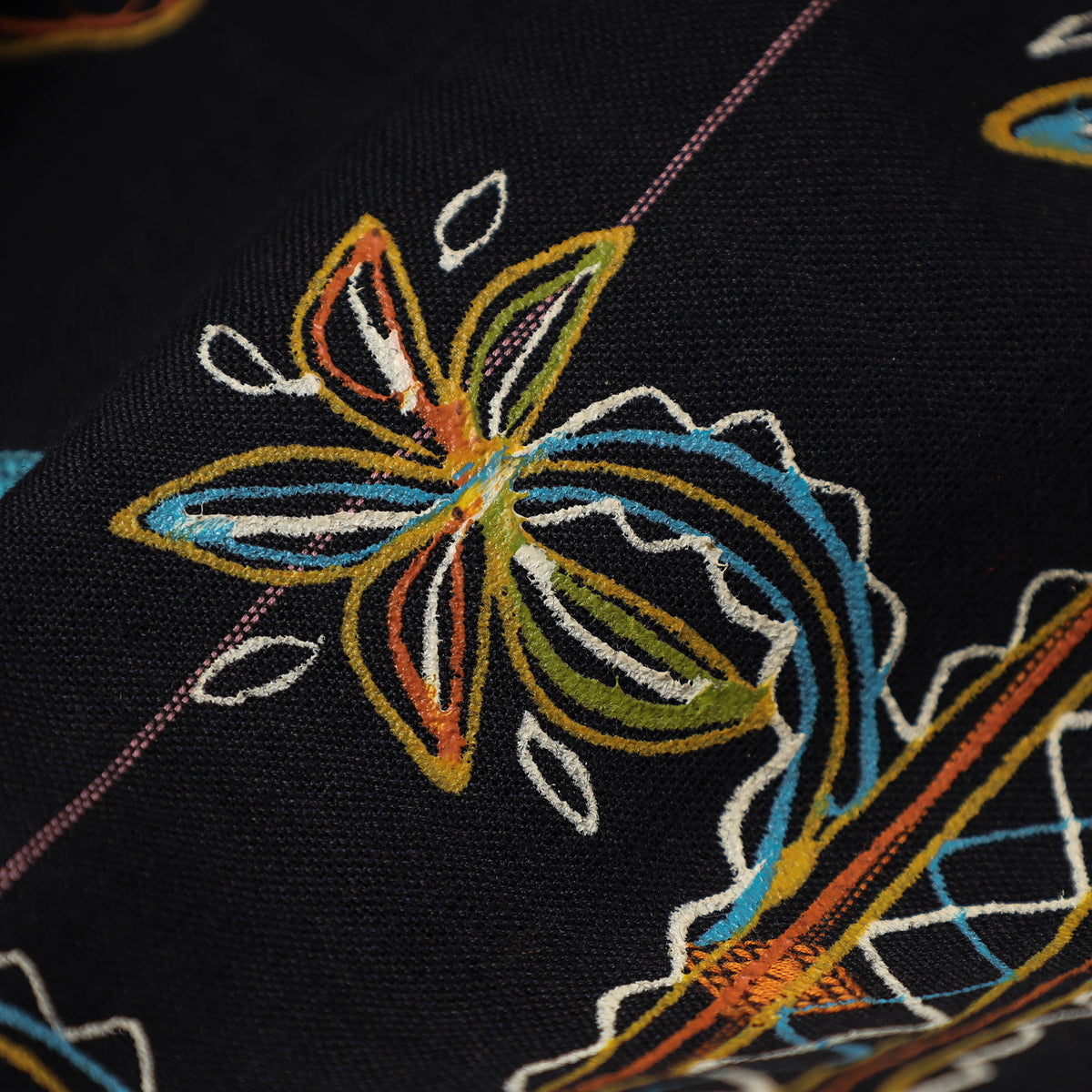 Traditional Rogan Art Hand Painted Handloom Cotton Stole with Tassels