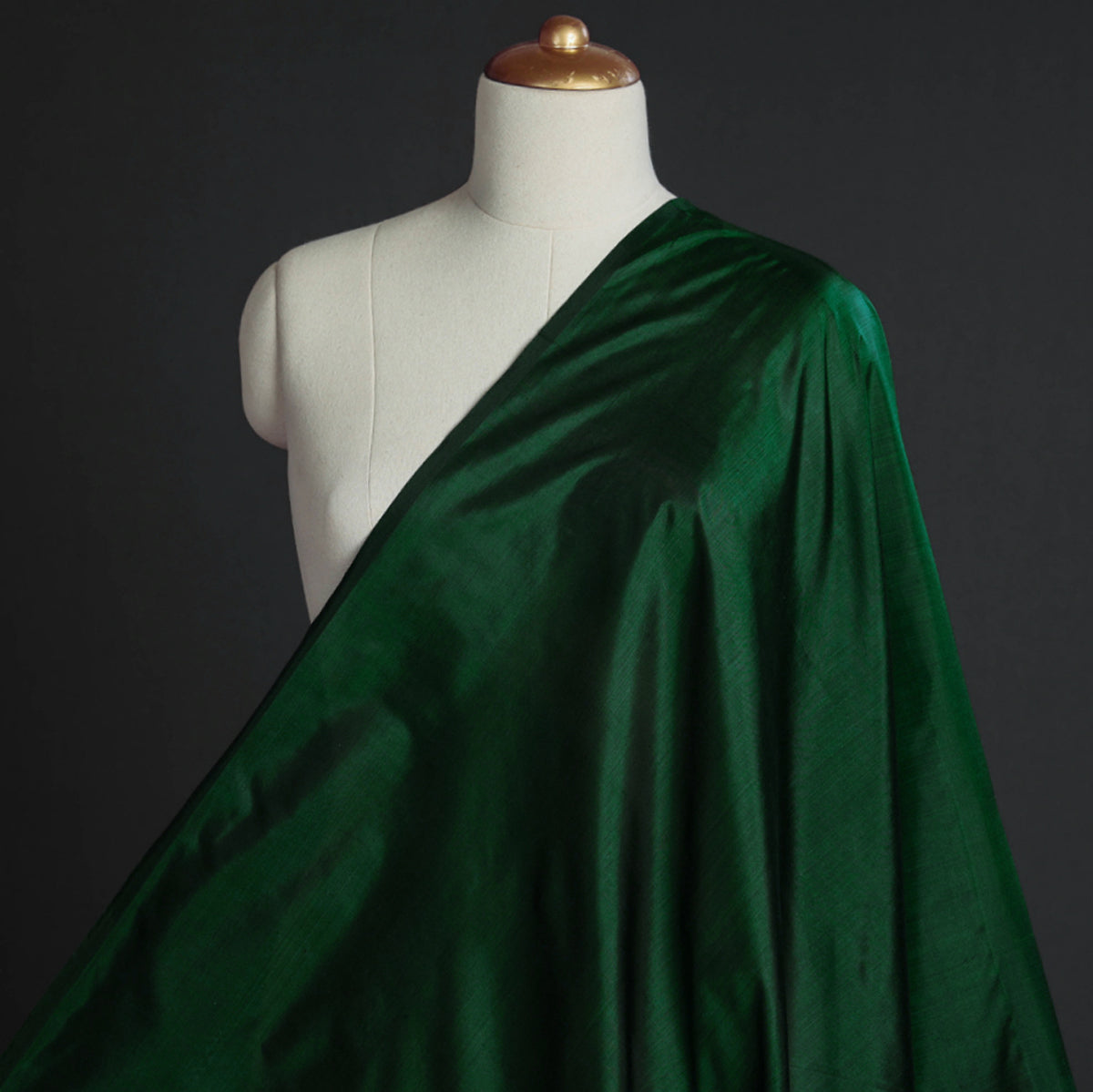 Indian dark green soft pure plain silk fabric