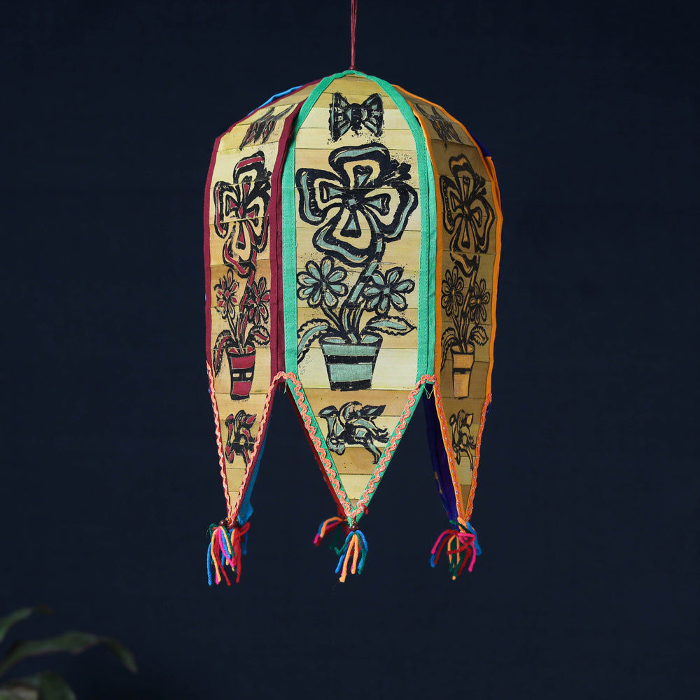 Pattachitra Handpainted Palm Leaf Lampshade from Odisha