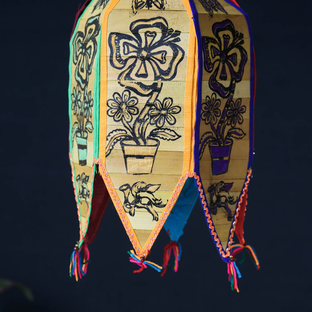 Pattachitra Handpainted Palm Leaf Lampshade from Odisha