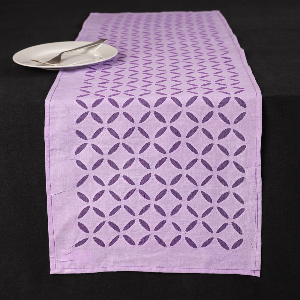 Applique Cutwork Cotton Table Runner (42 x 13 in)