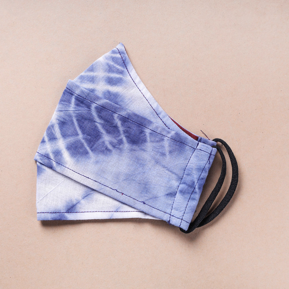 Shibori Tie-Dye Cotton 3 Layer Maska Snug Fit Face Cover